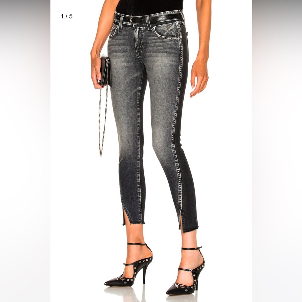 AMO Twist Two Tone Black Gray Dark & Stormy Ankle Jeans Size 28